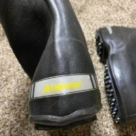 LaCrosse Buckle Deep Heel Waterproof Boots Mens Size 11 Black Rubber Overshoe Tr - Picture 9 of 10
